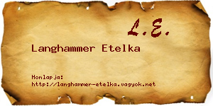 Langhammer Etelka névjegykártya